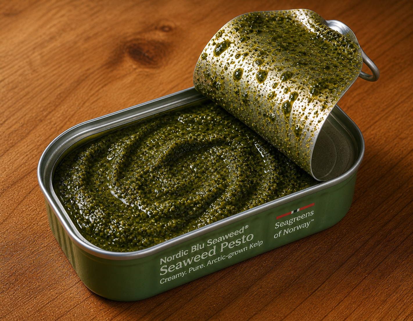 Seaweed Pesto — opened can, Norwegian Seaweed Co.
