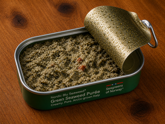 Green Seaweed Purée — opened can, Norwegian Seaweed Co.